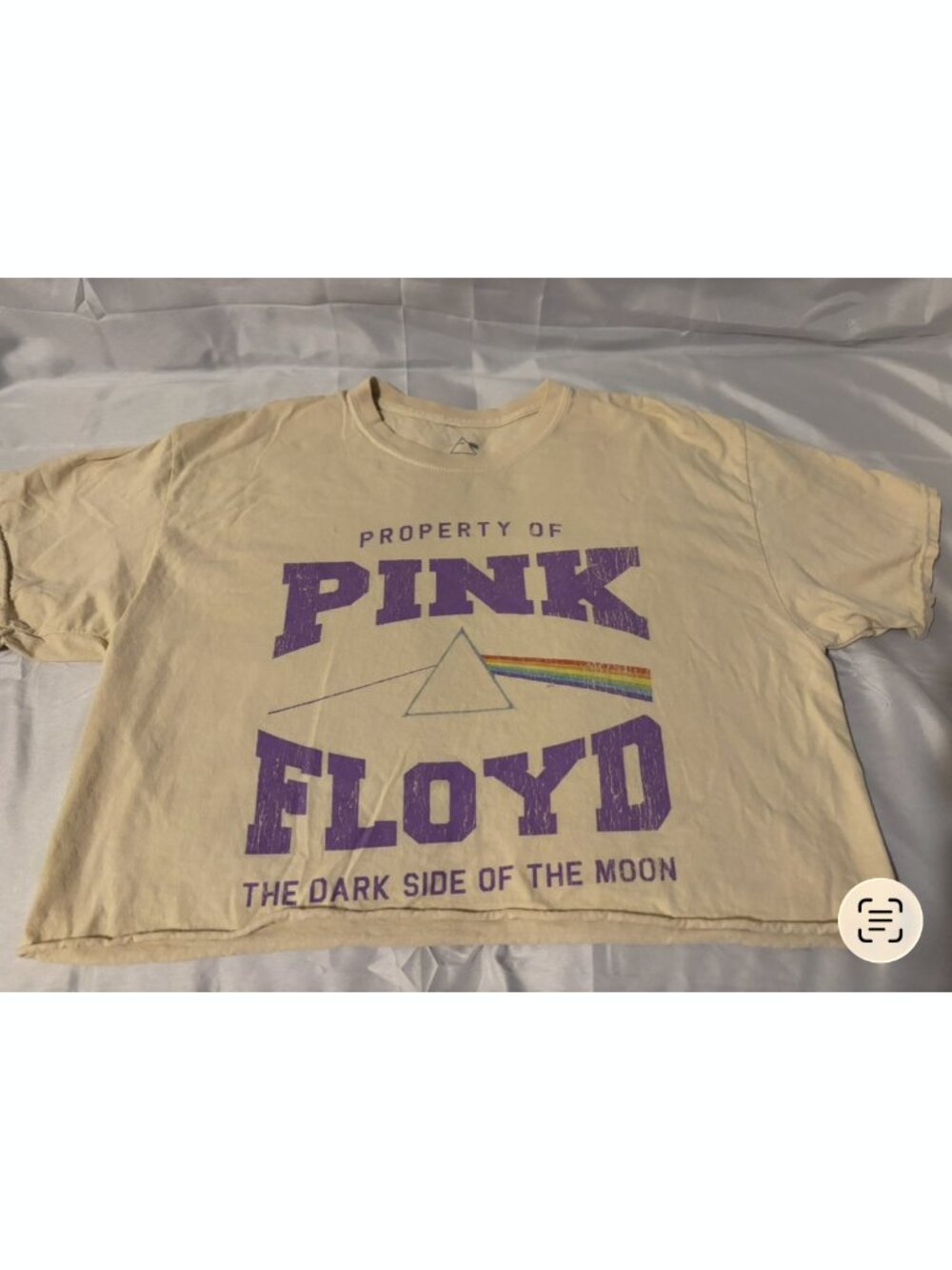 Pink Floyd Dark Side of the Moon Beige Crop T-Shirt Size Medium